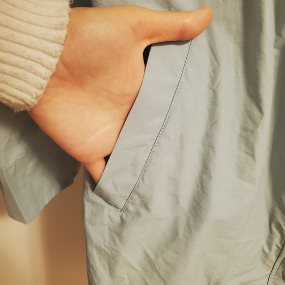 Eileen Fisher lightweight hooded windbreaker coat. Light blue. Oversized size S. - Picture 6 of 12